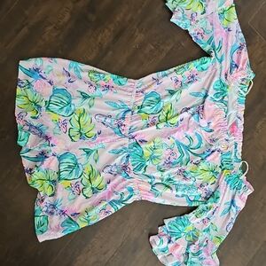 Lilly Pulizer-Floral Off-Shoulder Dress